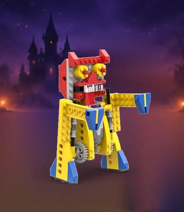 Brick-built monster robot with a gear drive