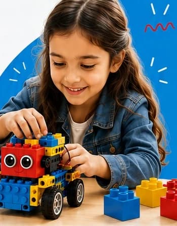Child building a robotics project