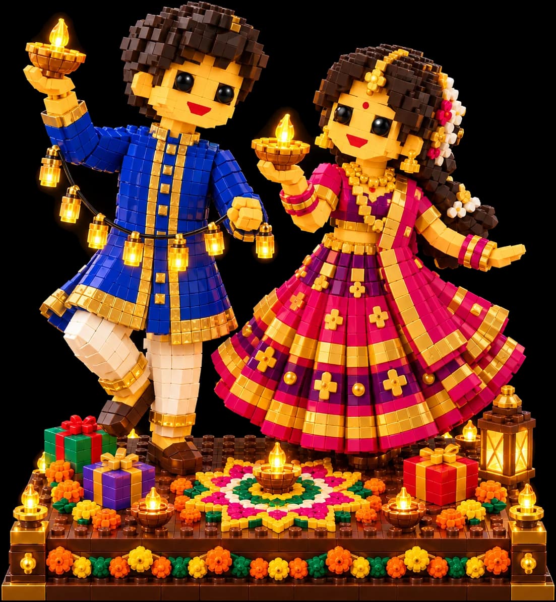 Brick-built Diwali figure