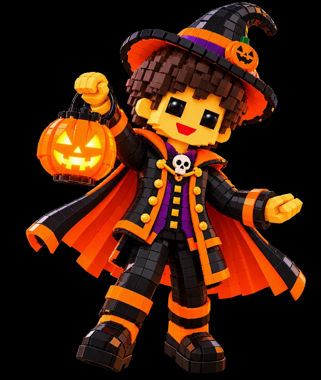 Brick-built wizard with a pumpkin lantern