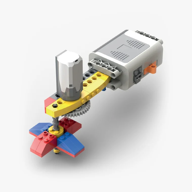 Brick-built plane with a gear drive