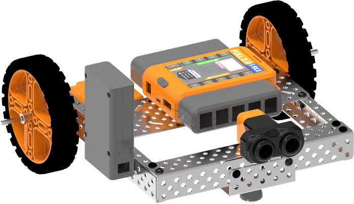 Robot with an ultrasonic obstacle sensor